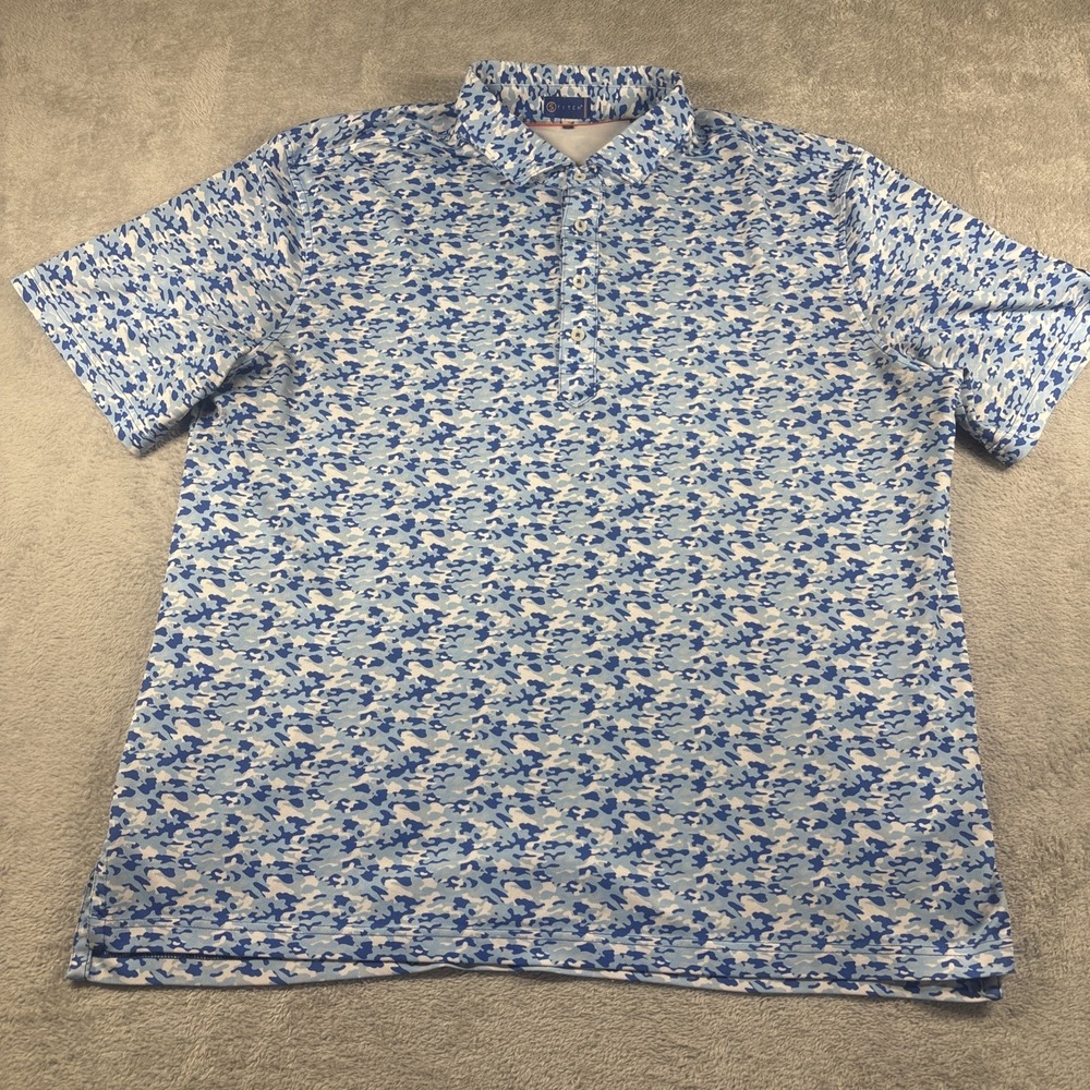 Stitch Polo Shirt Men's Blue Camo Short Sleeve Stretch Golf Size XL